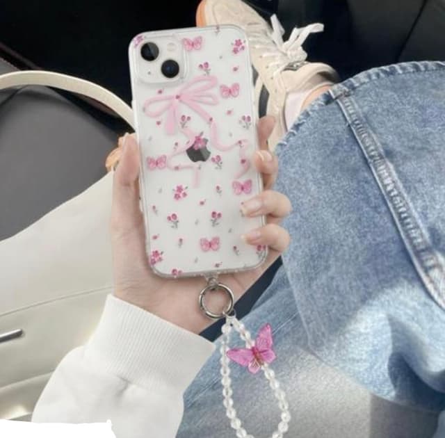 Iphone 15 Aesthetic Clear Case with Cute Beaded Charm Bracelet