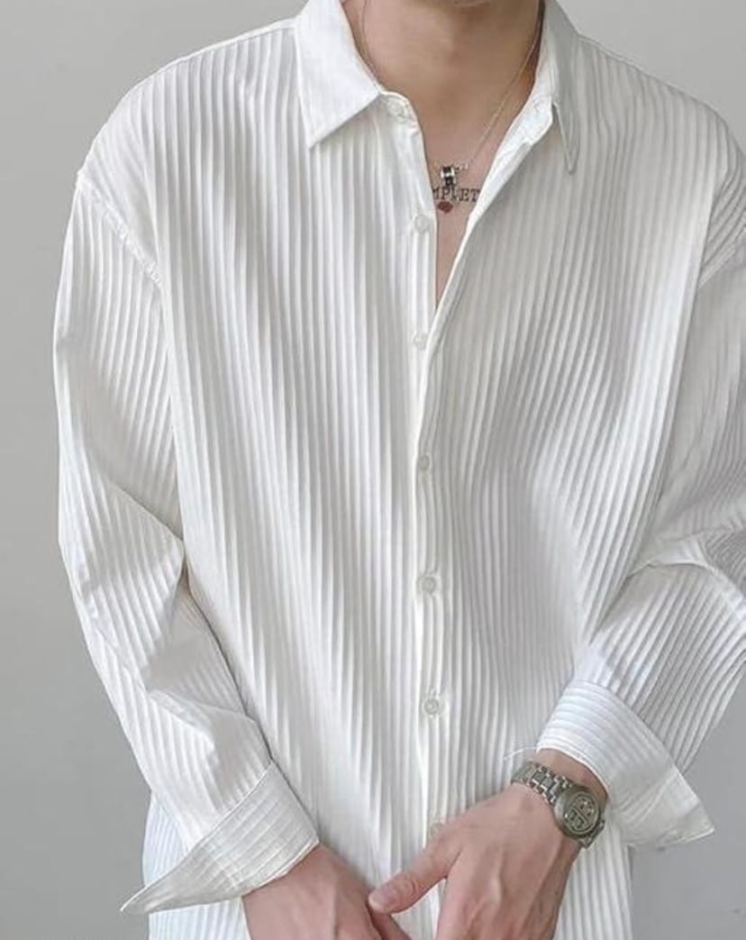 Premium Textured Relaxed Fit Men's Shirt | Aesthetic Korean Style - Image 1