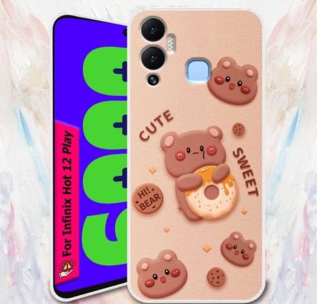 infinix hot 12 play Kawaii Sweet Bear & Donut HD Printed Case